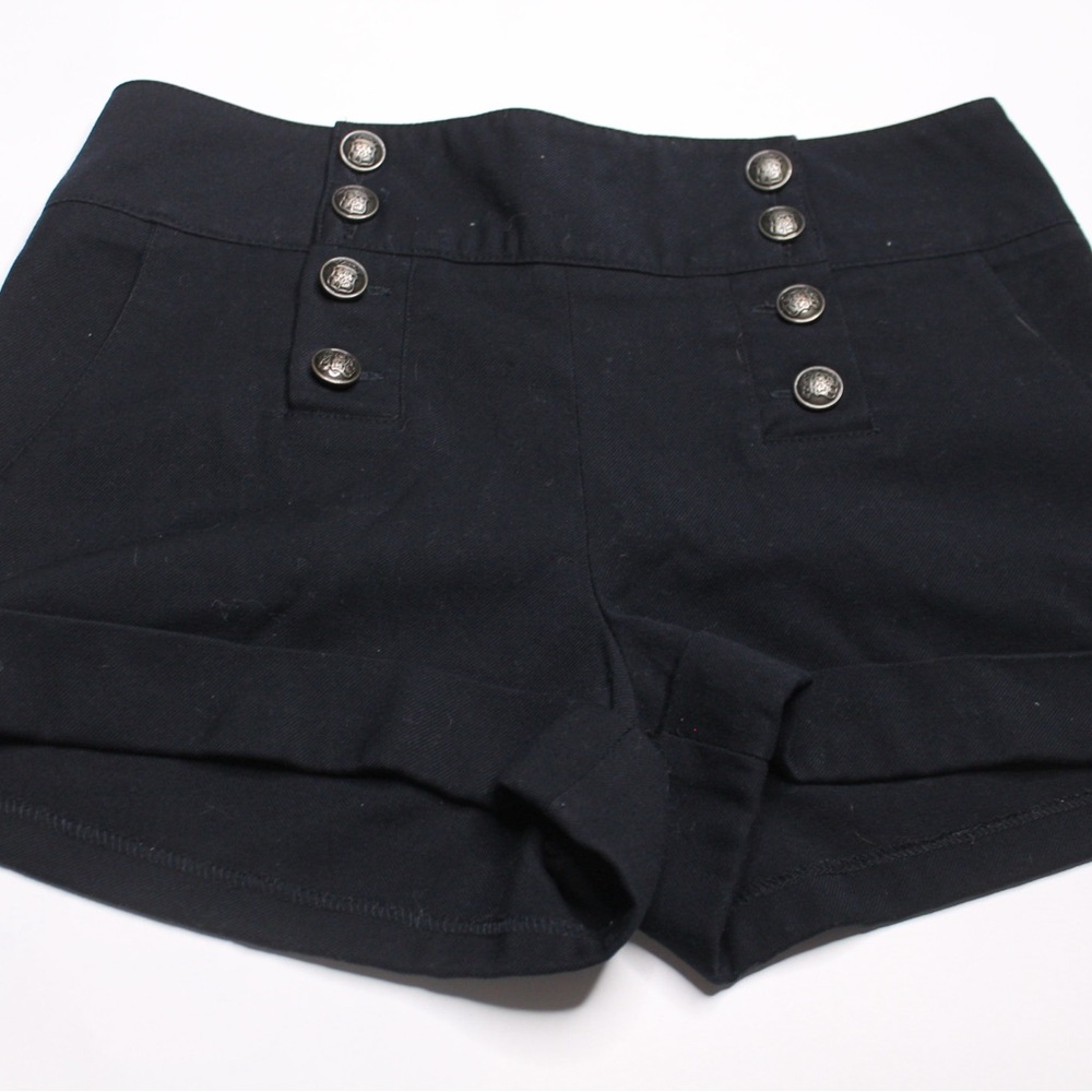 Forever 21 High Waist Black Shorts with Button Accents